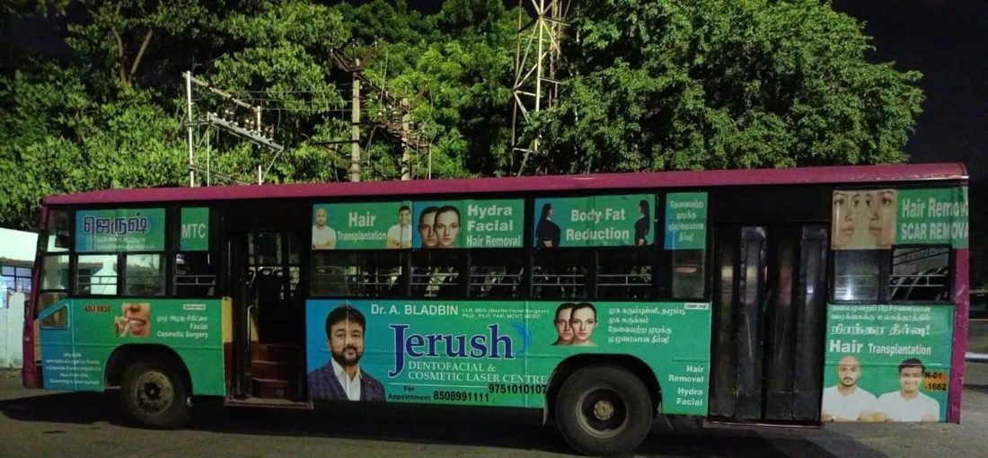 Bus back panel branding for Jerush Dentofacial Clinic